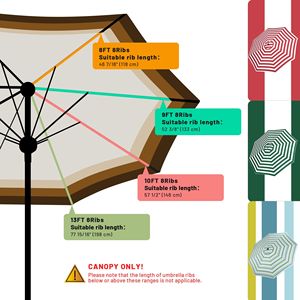 Copertura di Ricambio per Ombrellone da Patio 8FT, Accessorio Personalizzabile per Arredamento Esterno - Product Image 6