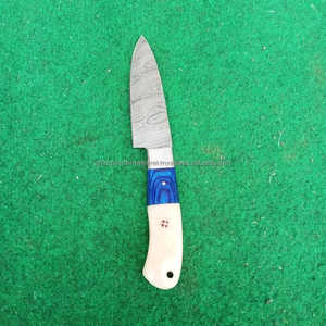 Couteau de cuisine japonais artisanal en acier Damas écologique avec manche en os de chameau et étui en cuir pour chef, idéal pour l'épluchage et le désossage - Product Image 3
