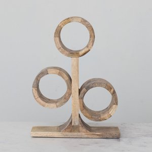 Wooden <b>Wine</b> Bottle Holder with 3 Bottle Space Rustic Serving Minimalist Design Rack for Home Bar Restaurant Hotel and Picnic Use - Product Image 3