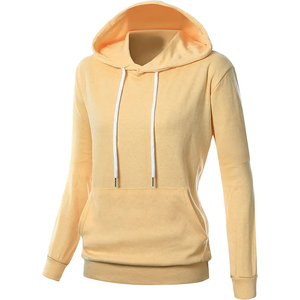 Sweat-shirt à capuche unisexe pour femme, couleur unie, en coton tricoté, coupe classique, décontracté, pour l'automne, avec poche. - Product Image 5