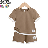 Ensemble de vêtements de sport pour garçons personnalisé, tenue décontractée athlétique 2 pièces, 100% coton, imprimé animal, support OEM/ODM, vente en gros
