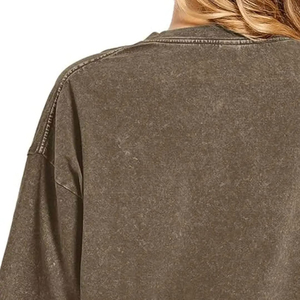 Prix abordable, respirant, ajusté, effet délavé, léger, pour femme, épaules tombantes, vente en gros, style urbain, broderie logo, coupe oversize, effet acide - Product Image 4