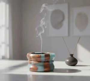 Chinese Style Pink Marble Incense Burner With Metal Insert Aromatherapy <b>Diffuser</b> For Home Use - Product Image 5