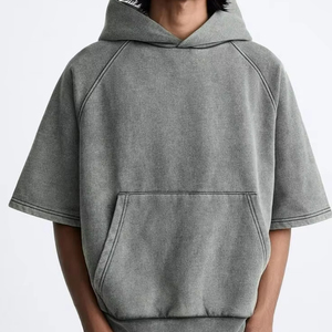 Nouvelle Tendance – Sweat-shirts à Capuche Oversize pour Hommes, Épaules Tombantes, 100% Coton Molletonné, Sans Manches, Écologiques, Hiver, avec Poche - Product Image 1