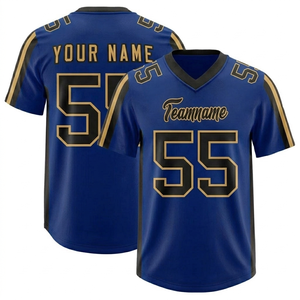 Camiseta de fútbol americano personalizada, uniforme de equipo personalizado, transpirable, roja, negra y dorada, para hombres y jóvenes, camiseta deportiva. - Product Image 1