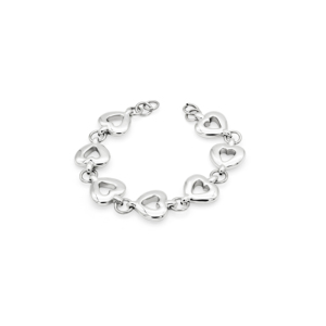 Brazalete de Plata 925 con Cadena de Corazones - Diseño Romántico con Corte Abierto - Product Image 1