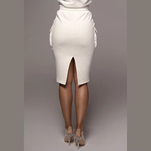 Wholesale Custom Logo High Quality White Slim Dress Causal <b>Crop</b> <b>Top</b> and Skirt <b>Set</b> for Women's Short <b>Set</b> Two Piece <b>Set</b> Dresses - Product Image 4
