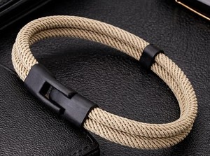 Men’s Double Layer <b>Rope</b> <b>Bracelet</b>, Adjustable Cord <b>Bracelet</b>, Minimalist Stackable Wristband, Casual Everyday Jewelry - Product Image 1