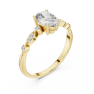 Deco Oval Cut Lab Grown Solitaire <b>Ring</b> <b>Set</b> in 18KT Yellow Gold Certified for Party Wedding Daily Use Luxury Gifting for <b>Women</b> - Product Image 1
