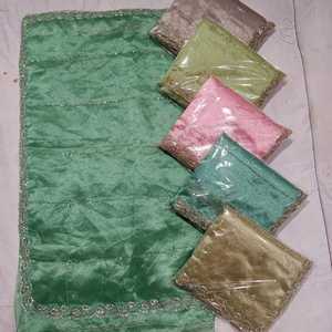 Saree en soie organza pure avec fil élégant Zari paillettes chemisier long de Style indien pour les mariages et les fêtes des femmes - Product Image 1