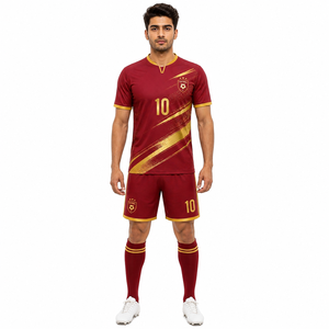 Conjunto de Uniforme de Fútbol Personalizado en Negro para Hombre, Sublimado, Transpirable, de Secado Rápido, para Entrenamiento, con Pantalones Cortos - Product Image 2