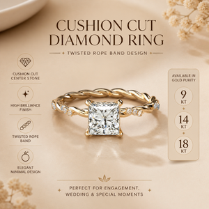 2 CTW Princess Cut Moissanite Diamond Twisted Band Engagement <b>Ring</b> in Yellow Gold | Minimalist Solitaire <b>Statement</b> <b>Ring</b> for Wome - Product Image 6