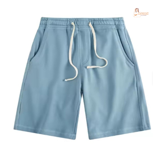 Men's High Vintage Sweat <b>Shorts</b> Knitted Mid Elastic Zipper Fly Casual Summer Loose-Fit Anti-Wrinkle Breathable Cotton Side - Product Image 1