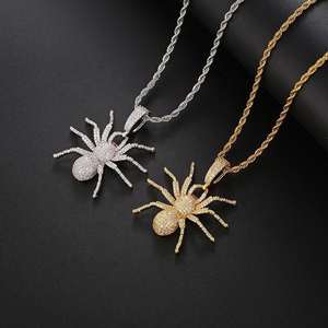 Collar de Plata 925 con Colgante de Araña de Moissanita, Joyería Hip Hop Personalizada con Incrustaciones de Piedras, Ideal para Regalo en Fiestas - Product Image 1