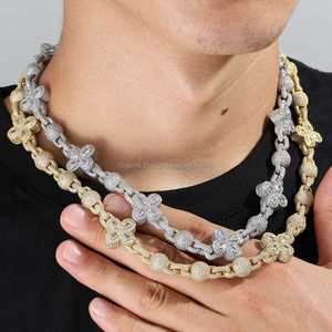 RB Gems Flower Pattern 925 Silver <b>Statement</b> <b>Necklace</b> Rhodium Plated Crystal Rhinestone Link Chain Unisex Luxury Jewelry - Product Image 5