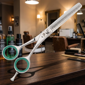 FA Najmmy Thinning <b>Shears</b> Stainless Steel Green Handle Partially Serrated Edge Beauty Scissors <b>for</b> <b>Fabric</b> Sewing - Product Image 2