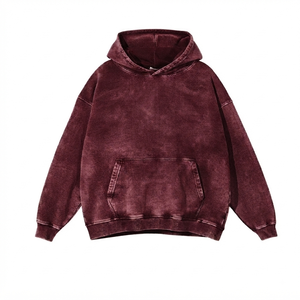 Vente en gros de sweats à capuche de haute qualité en coton 100% lavé à l'acide, série High Street, décontractés, pour hommes, à capuche, unis, avec logo personnalisé - Product Image 3