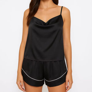 Conjunto de Lencería Sexy y Elegante para Mujer, Top Corto de Satén para Dormir - Product Image 1