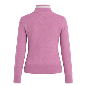 Chaqueta de punto con cremallera para mujer, textura acanalada suave, manga larga, cuello alto, informal, ligera, para uso diario - Product Image 2