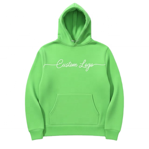 Sweat-shirt à capuche unisexe vert avec logo personnalisé, sweat-shirt décontracté en coton mélangé avec poche kangourou, sweat-shirt streetwear personnalisé - Product Image 1