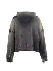 Sweat-shirt à capuche personnalisé pour homme, motif dessin animé, lourd, délavé, avec fermeture éclair effet usé, en polaire 100% polyester - Product Image 3