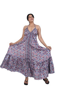 Robe longue à bretelles en polyester imprimé cachemire pour femme, col en V, fabriquée par [Nom du fabricant] - Product Image 3