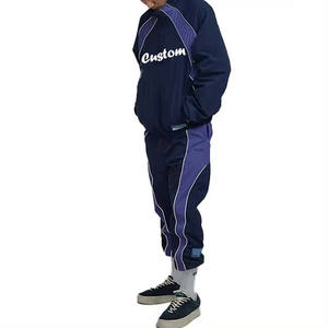 Custom <b>Men</b> Nylon Windbreaker Tracksuit Set 2 Piece Baggy Football Jogging Suit Oversized Patchwork Two Piece Zip up <b>Jacket</b> <b>Track</b> - Product Image 3