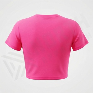 T-shirt court oversize à col rond et épaules tombantes pour femme, couleur unie, style streetwear hip-hop, vêtement tendance de qualité supérieure - Product Image 2