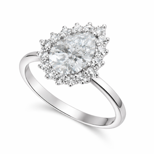 Anillo de Plata de Ley 925 con Zirconia Cúbica en Forma de Pera y Halo, Romántico, para Mujer, Chapado en Rodio, Ideal para Regalo de Compromiso, Boda o Fiesta, Venta al Por Mayor - Product Image 4