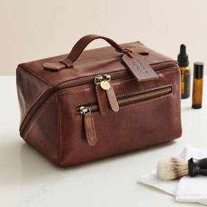 Wholesale Mens Genuine Leather Toiletry Bag Dopp <b>Kit</b> Travel Wash Bag <b>Shaving</b> <b>Kit</b> Organizer Buffalo Leather B2B TYG-0118 - Product Image 1