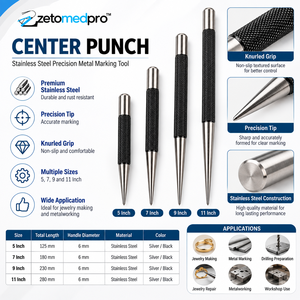 เครื่องมือเจาะและทำเครื่องหมายโลหะแบบมืออาชีพ ทำจากสแตนเลสสตีล ยี่ห้อ ZetomedPro - Product Image 2