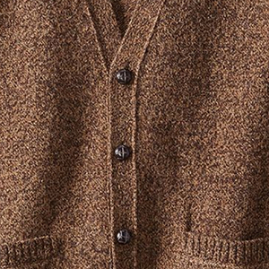 Women's <b>Brown</b> Knitted 100% Cotton Breathable <b>Cardigan</b> Long Sleeve V Neck Casual Solid Color Contrast Color Button Front Autumn - Product Image 4