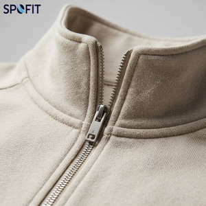 Wholesale Men's Hoodie Embroidery Logo Plus Size Heavyweight 100% Cotton Zipper-Up Hooded Sweatshirt Autumn Casual Oversized - Product Image 5