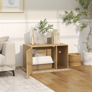 Lettiera per Gatti Moderna Stile Boho con Porta in Rattan, Tappetino Antiscivolo XL - 80 x 51 x 51 cm, ABS 65L - Product Image 2