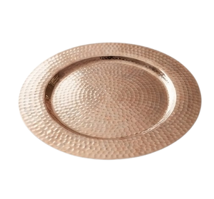 Assiette de présentation martelée plaquée cuivre pour mariage, service de dîner, traiteur, vaisselle, plateau de service alimentaire - Product Image 6