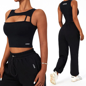 Conjunto Deportivo de 2 Piezas para Mujer, Top Corto y Pantalones Jogger, Transpirable, Informal, para Gimnasio, con Logotipo Personalizado al por Mayor - Product Image 4