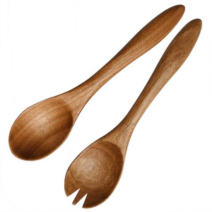 Juego de Servidores de Ensalada de Madera, Tenedores y Cucharas Seguros para Alimentos, Servidores de Ensalada de Madera Tallados a Mano, Cubertería Premium, Colección de Cucharas para Bodas - Product Image 4