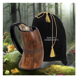 Mug en corne de buffle Viking, écologique, fait main, d'inspiration médiévale, poli, authentique, pour Noël et anniversaire - Product Image 2