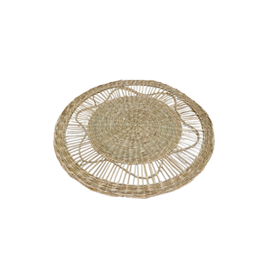Handwoven Geometric Seagrass Bohemian Round <b>Placemat</b> for Wedding Home <b>Dining</b> <b>Table</b> Custom Size - Product Image 1