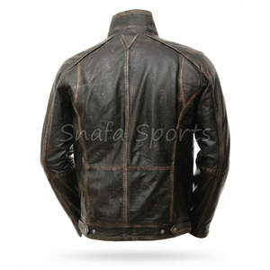 Veste en cuir pour homme surdimensionnée à manches longues, de qualité supérieure, personnalisée OEM, style vintage, avec fermeture éclair, en vente - Product Image 2