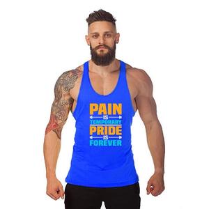 Camiseta sin mangas gris para hombre con estampado de "El dolor es temporal, el orgullo es eterno", cuello en V, sin mangas, ropa informal para hacer ejercicio - Product Image 3