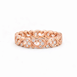 Bague en or massif 10K 14K 18K avec diamants de laboratoire ronds certifiés IGI, couleur DEF, clarté VS VVS, style éternité complète et motif tourbillon. - Product Image 4
