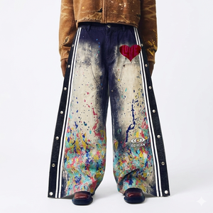 Pantalones de Cintura Alta con Estampado Versátil, Holgados, Transpirables y Ecológicos, Estilo Europeo Americano para Mujer, Primavera - Product Image 4