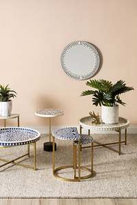 Mesa de Centro de Lujo Hecha a Mano con Incrustaciones de Hueso, Mesa Decorativa para Sala de Estar, Muebles Modernos, Decoración del Hogar, Artesanía - Product Image 1