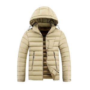 Chaqueta con capucha de invierno de algodón con costilla de nailon 50D de alta calidad para hombre, prendas de vestir con cremallera y soporte informales disponibles - Product Image 1