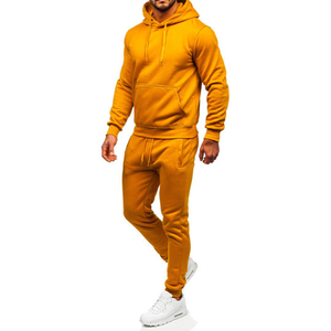Conjunto Deportivo Informal para Hombre con Capucha y Estampado, Chaqueta de Color Sólido con Cierre Completo, Bolsillos Laterales, Pantalones con Cordón, 100% Algodón, Ropa de Invierno - Product Image 2