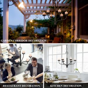 Hanging Candle Chandelier for <b>Tealight</b> Candles Metal Wall Sconce Black Indoor Outdoor Decorative - Product Image 4