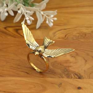 Golden Bird Statement <b>Ring</b> <b>Adjustable</b> Sparrow Minimalist Nature Jewelry Bohemian Handmade for women - Product Image 2