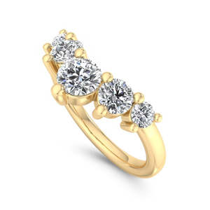 Bague pour femme en diamant de laboratoire à cinq pierres, coupe ovale, bande incurvée, plaqué or, minimaliste, empilable, pour mariage - Product Image 4