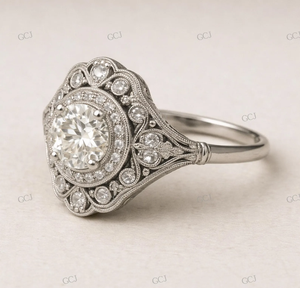 Anillo de compromiso redondo blanco de 2,0 quilates en plata de ley 925, anillo de compromiso vintage, anillo Edwardiano, anillos antiguos - Product Image 3
